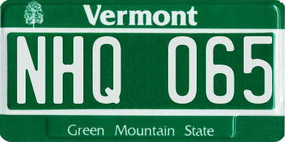 VT license plate NHQ065