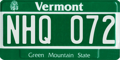 VT license plate NHQ072