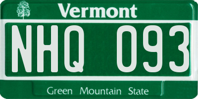 VT license plate NHQ093