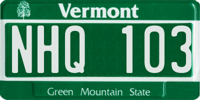 VT license plate NHQ103
