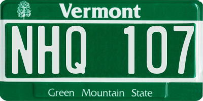 VT license plate NHQ107