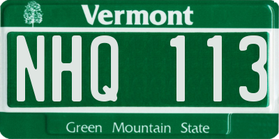 VT license plate NHQ113