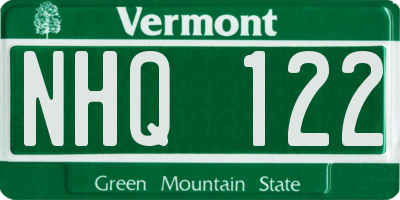 VT license plate NHQ122