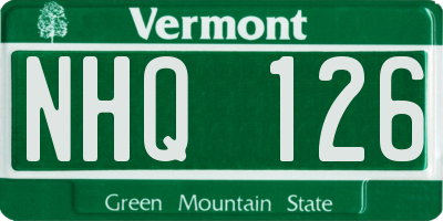 VT license plate NHQ126