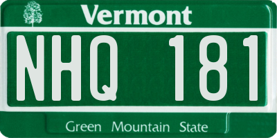 VT license plate NHQ181