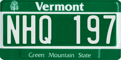 VT license plate NHQ197