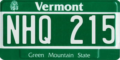 VT license plate NHQ215