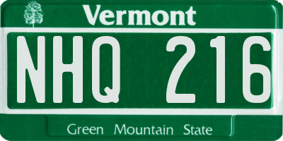 VT license plate NHQ216