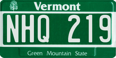 VT license plate NHQ219