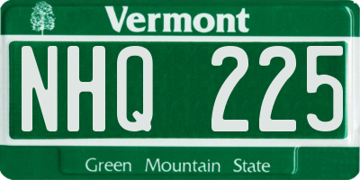 VT license plate NHQ225