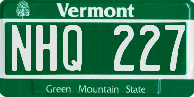 VT license plate NHQ227