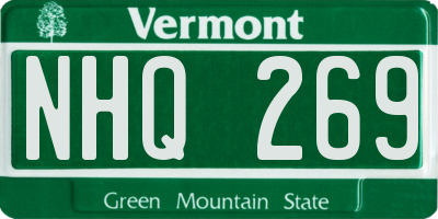 VT license plate NHQ269