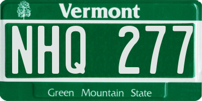 VT license plate NHQ277