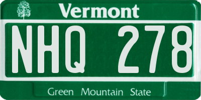 VT license plate NHQ278