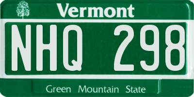VT license plate NHQ298