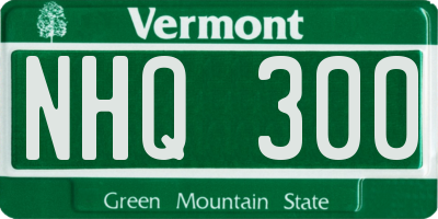 VT license plate NHQ300