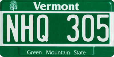VT license plate NHQ305