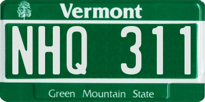 VT license plate NHQ311