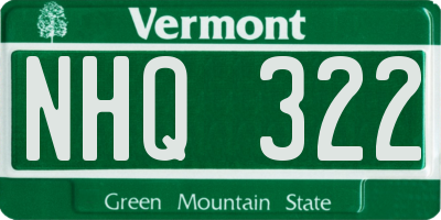 VT license plate NHQ322