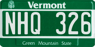 VT license plate NHQ326