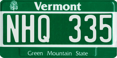 VT license plate NHQ335