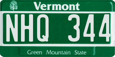 VT license plate NHQ344