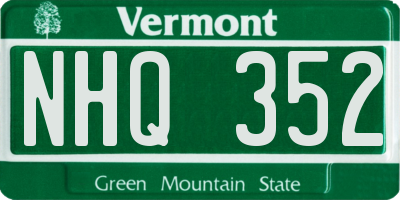 VT license plate NHQ352