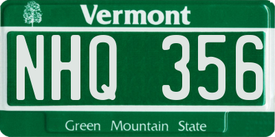 VT license plate NHQ356
