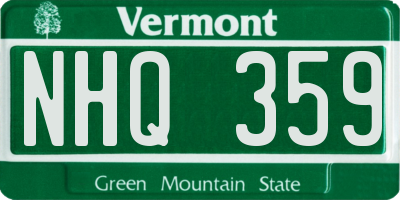 VT license plate NHQ359