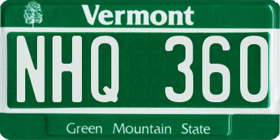 VT license plate NHQ360