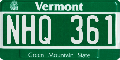 VT license plate NHQ361