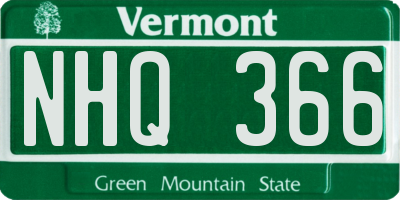 VT license plate NHQ366