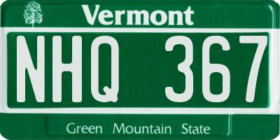 VT license plate NHQ367