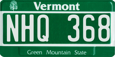 VT license plate NHQ368