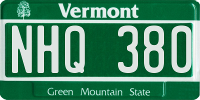VT license plate NHQ380