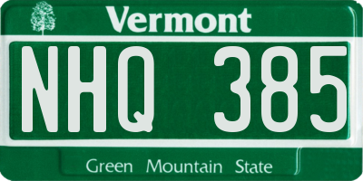 VT license plate NHQ385