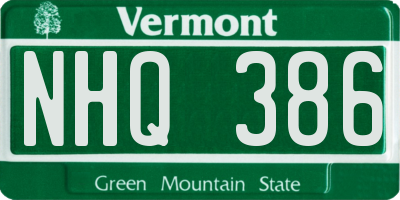 VT license plate NHQ386