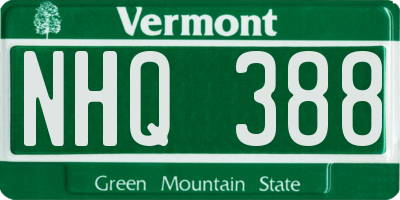 VT license plate NHQ388