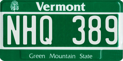 VT license plate NHQ389