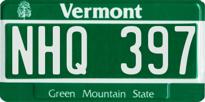 VT license plate NHQ397