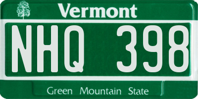 VT license plate NHQ398