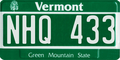 VT license plate NHQ433