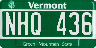 VT license plate NHQ436