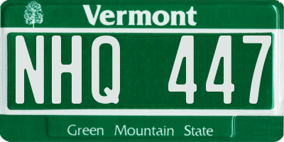 VT license plate NHQ447