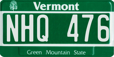 VT license plate NHQ476