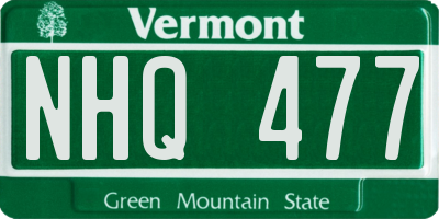 VT license plate NHQ477