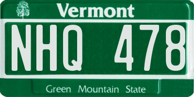 VT license plate NHQ478