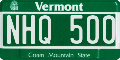 VT license plate NHQ500