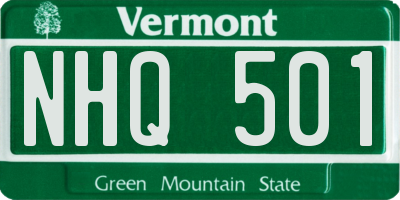 VT license plate NHQ501