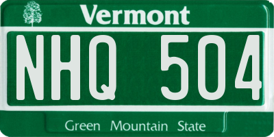VT license plate NHQ504
